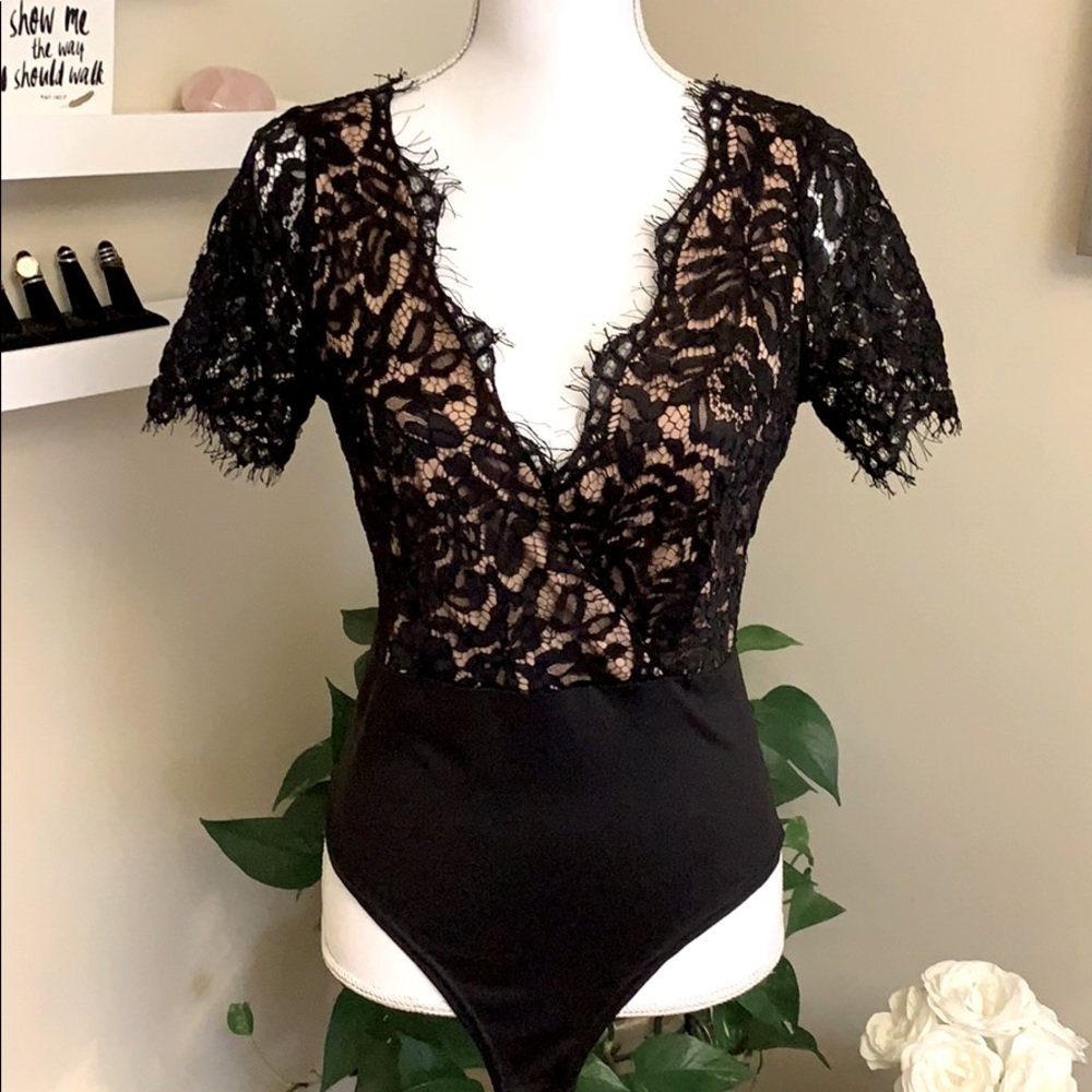 Missguided Black Lace Bodysuit